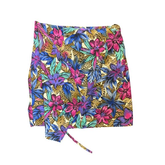 Vintage 1X Floral & Animal Print Wrap Skirt & Top Set Eighties Jungle Wild Fun - Picture 3 of 11